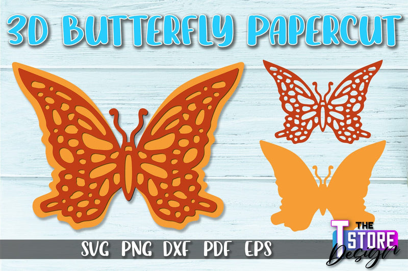 3D Butterfly Paper Cut SVG | Butterfly Paper Cut SVG Design SVG The T Store Design 