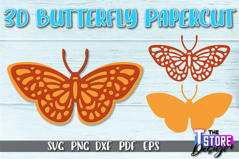 3D Butterfly Paper Cut SVG | Butterfly Paper Cut SVG Design SVG The T Store Design 