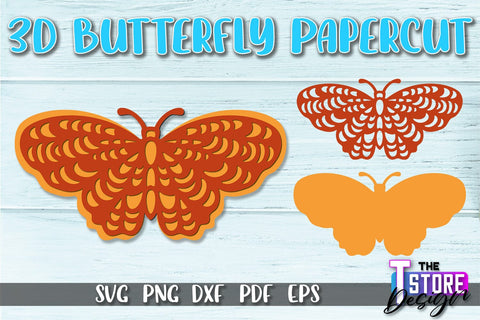 3D Butterfly Paper Cut SVG | Butterfly Paper Cut SVG Design SVG The T Store Design 