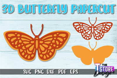 3D Butterfly Paper Cut SVG | Butterfly Paper Cut SVG Design SVG The T Store Design 