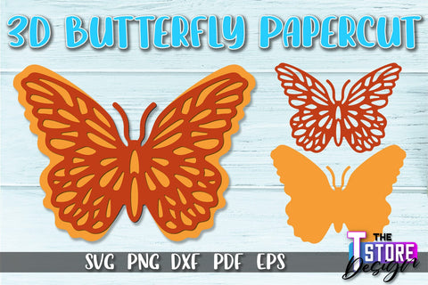 3D Butterfly Paper Cut SVG | Butterfly Paper Cut SVG Design SVG The T Store Design 