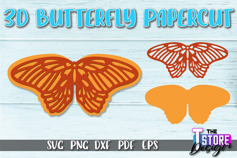 3D Butterfly Paper Cut SVG | Butterfly Paper Cut SVG Design SVG The T Store Design 