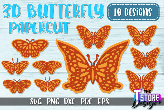 3D Butterfly Paper Cut SVG | Butterfly Paper Cut SVG Design SVG The T Store Design 