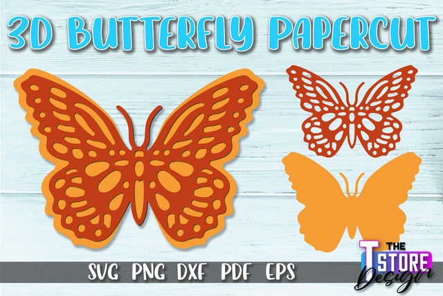 3D Butterfly Paper Cut SVG | Butterfly Paper Cut SVG Design SVG The T Store Design 