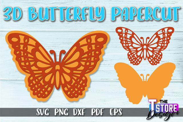 3D Butterfly Paper Cut SVG | Butterfly Paper Cut SVG Design SVG The T Store Design 