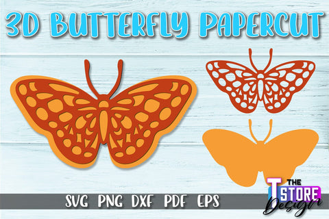 3D Butterfly Paper Cut SVG | Butterfly Paper Cut SVG Design SVG The T Store Design 