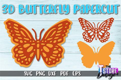 3D Butterfly Paper Cut SVG | Butterfly Paper Cut SVG Design SVG The T Store Design 