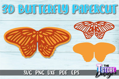 3D Butterfly Paper Cut SVG | Butterfly Paper Cut SVG Design SVG The T Store Design 