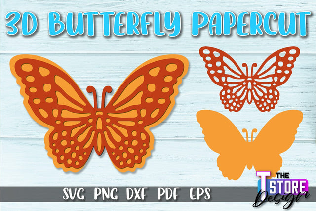 3D Butterfly Paper Cut SVG | Butterfly Paper Cut SVG Design SVG The T Store Design 