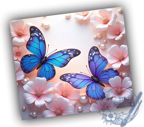 3D Butterfly Tumbler, Floral Tumbler Wrap, 20oz Sublimation Design, Butterfly Drinkware, Digital Download Tumbler, Nature Theme Tumbler, Unique Floral Gift, Colorful Tumbler Art Sublimation ToriDesigns 