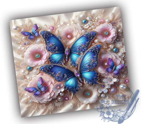 3D Butterfly Tumbler, Floral Tumbler Wrap, 20oz Sublimation Design, Butterfly Drinkware, Digital Download Tumbler, Nature Theme Tumbler, Unique Floral Gift, Colorful Tumbler Art Sublimation ToriDesigns 