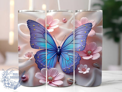 3D Butterfly Tumbler, Floral Tumbler Wrap, 20oz Sublimation Design, Butterfly Drinkware, Digital Download Tumbler, Nature Theme Tumbler, Unique Floral Gift, Colorful Tumbler Art Sublimation ToriDesigns 