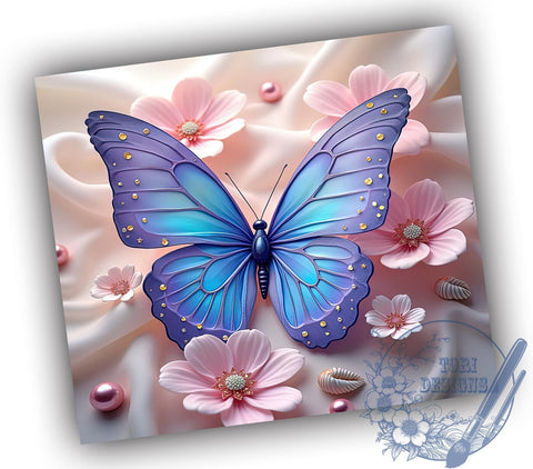 3D Butterfly Tumbler, Floral Tumbler Wrap, 20oz Sublimation Design, Butterfly Drinkware, Digital Download Tumbler, Nature Theme Tumbler, Unique Floral Gift, Colorful Tumbler Art Sublimation ToriDesigns 