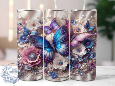3D Butterfly Tumbler, Floral Tumbler Wrap, 20oz Sublimation Design, Butterfly Drinkware, Digital Download Tumbler, Nature Theme Tumbler, Unique Floral Gift, Colorful Tumbler Art Sublimation ToriDesigns 