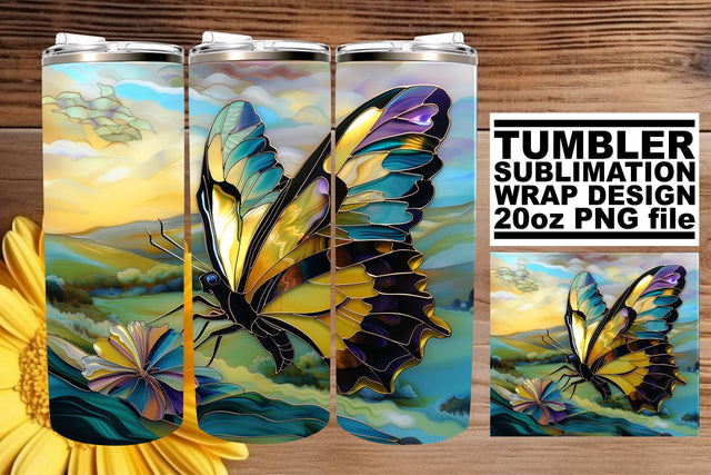 3D Butterfly Tumbler Glitter Wrap Sublimation afrosvg 