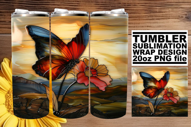 3D Butterfly Tumbler Wrap Design Sublimation afrosvg 