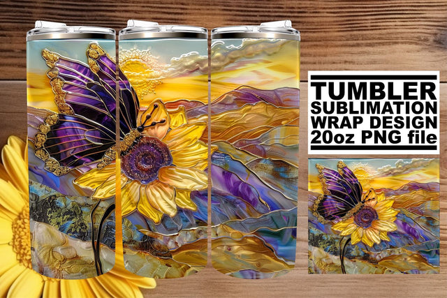 3D Butterfly Tumbler Wrap Patterns Sublimation afrosvg 