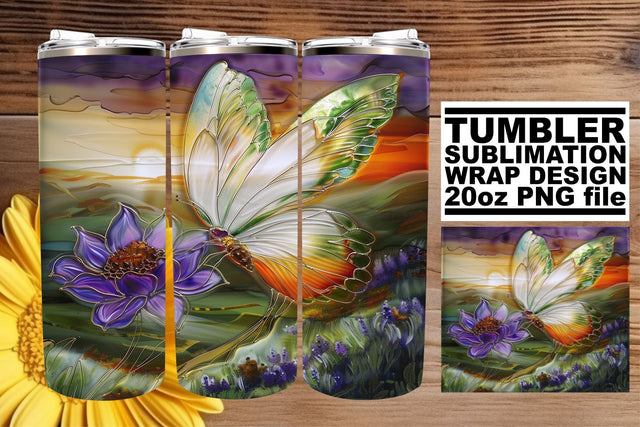 3D Butterfly Tumbler Wrap Print Sublimation afrosvg 