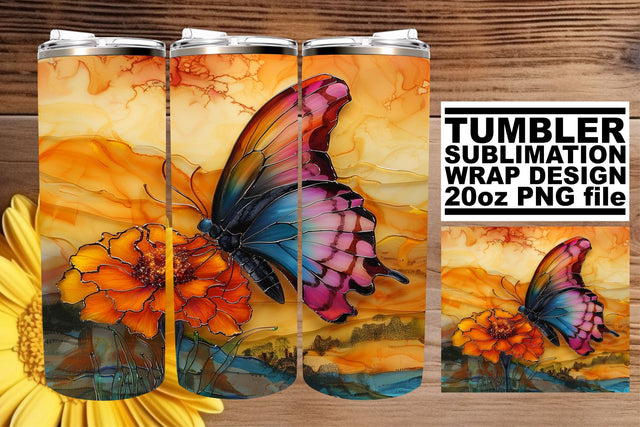 3D Butterfly Tumbler Wrap Prints Sublimation afrosvg 
