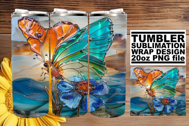 3D Butterfly Tumbler Wrap Sublimation Sublimation afrosvg 
