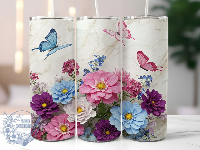 3D Butterfly Wildflower 20oz Floral Tumbler, Wildflower Cup Wrap, 20oz Tumbler Design, Butterfly Floral Sublimation, Nature Aesthetic Mug, Spring Garden PNG, Whimsical Insect Tumbler Sublimation ToriDesigns 