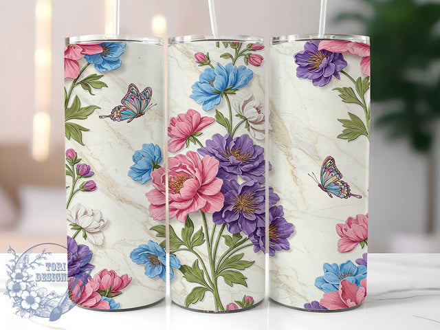 3D Butterfly Wildflower 20oz Floral Tumbler, Wildflower Cup Wrap, 20oz Tumbler Design, Butterfly Floral Sublimation, Nature Aesthetic Mug, Spring Garden PNG, Whimsical Insect Tumbler Sublimation ToriDesigns 