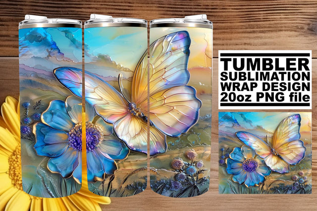 3D Butterfly Wrap for Tumblers Sublimation afrosvg 