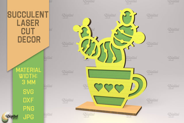 3D Cactus Stand SVG. Succulent Laser Cut SVG Evgenyia Guschina 