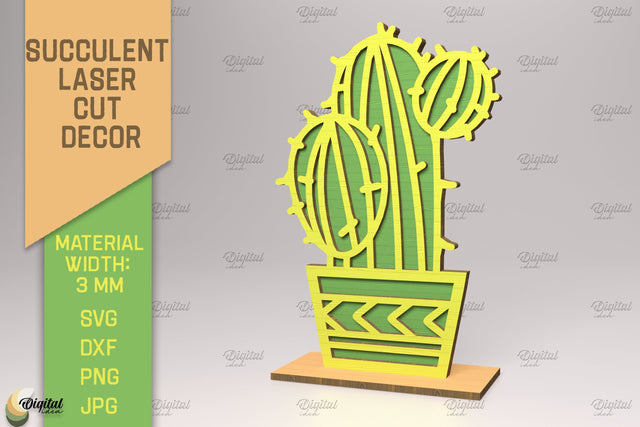 3D Cactus Stand SVG. Succulent Laser Cut SVG Evgenyia Guschina 