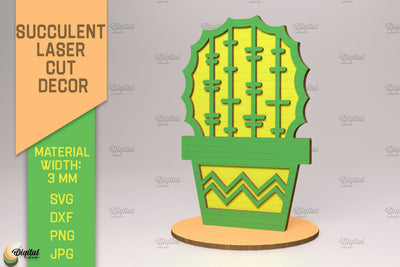 3D Cactus Stand SVG. Succulent Laser Cut SVG Evgenyia Guschina 