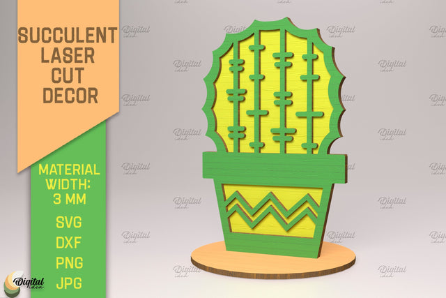 3D Cactus Stand SVG. Succulent Laser Cut SVG Evgenyia Guschina 
