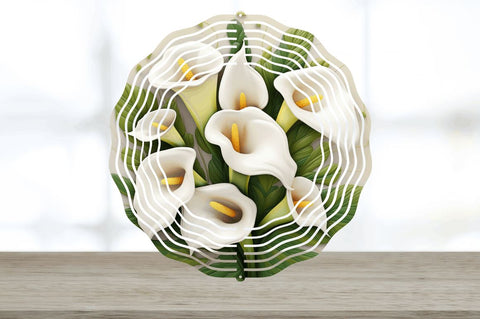 3D Calla Lily Flowers Wind Spinner Sublimation Regulrcrative 