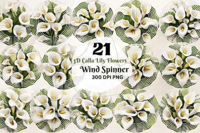 3D Calla Lily Flowers Wind Spinner Sublimation Regulrcrative 