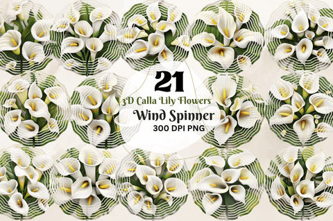 3D Calla Lily Flowers Wind Spinner Sublimation Regulrcrative 