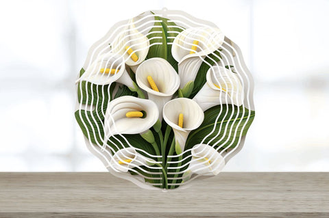3D Calla Lily Flowers Wind Spinner Sublimation Regulrcrative 