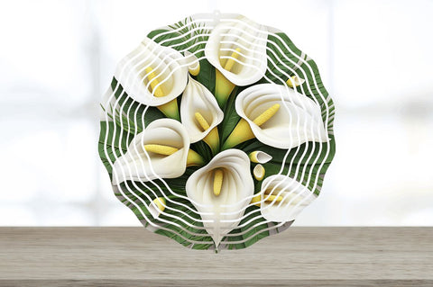 3D Calla Lily Flowers Wind Spinner Sublimation Regulrcrative 