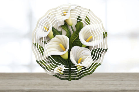 3D Calla Lily Flowers Wind Spinner Sublimation Regulrcrative 