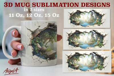 3d camping mug sublimation designs / nature, lake, mountain Sublimation Angelina Semenova 