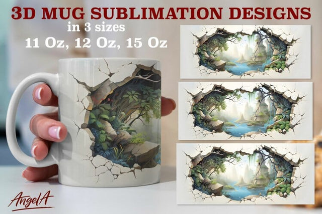 3d camping mug sublimation designs / nature, lake, mountain Sublimation Angelina Semenova 