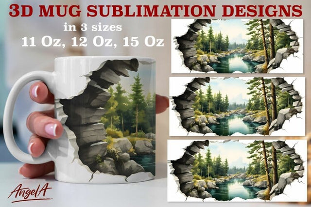 3d camping mug sublimation designs / nature, river, forest Sublimation Angelina Semenova 