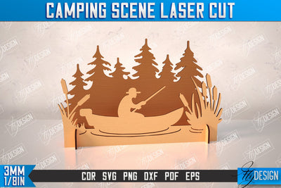 3D Camping Scene | Adventure Vibe | Hiking | Camping Signs | CNC File SVG Fly Design 