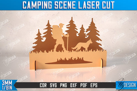 3D Camping Scene Bundle | Adventure Vibe | Hiking | Camping Signs | CNC Files SVG Fly Design 