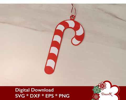 3D Candy Cane Ornament SVG | Christmas Tree Cut File SVG DawnKDesigns 