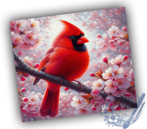 3D Cardinal Floral Tumbler Wrap, Red Cardinal Tumbler, Bird Flowers Design, 20oz Wrap, Sublimation Design, Floral Drinkware, Nature Tumbler, Winter Bird Cup Sublimation ToriDesigns 
