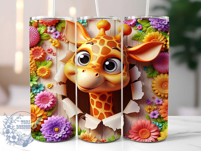 3D Cartoon Giraffe Jungle Tumbler Wrap, Kids Tumbler PNG, Giraffe In A Hole Design, 20oz Sublimation Wrap, Funny Animal Tumbler, Cartoon Giraffe Tumbler, Jungle Theme Tumbler Sublimation ToriDesigns 