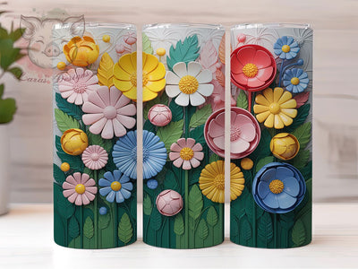 3D Carved Vibrant Floral Tumbler, Bright Colors Tumbler, Vibrant Flower Wrap, Whimsical Floral Wrap, Elegant Carved Wrap, Sublimation Design, Trendy Gift Idea Sublimation Lara' s Designs 