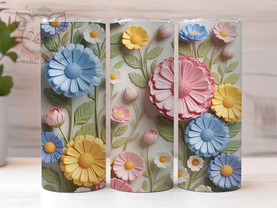 3D Carved Vibrant Floral Tumbler, Bright Colors Tumbler, Vibrant Flower Wrap, Whimsical Floral Wrap, Elegant Carved Wrap, Sublimation Design, Trendy Gift Idea Sublimation Lara' s Designs 
