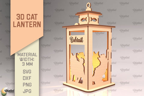 3D Cat Lantern SVG Bundle. Laser Cut Lamp. Savannah Cat SVG SVG Evgenyia Guschina 