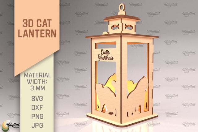 3D Cat Lantern SVG. Laser Cut Lamp. Exotic Shorthair SVG SVG Evgenyia Guschina 