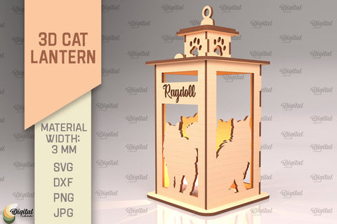 3D Cat Lantern SVG. Laser Cut Lamp. Ragdoll Cat SVG SVG Evgenyia Guschina 